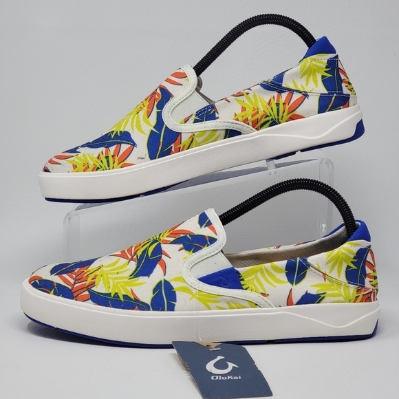 OluKai Lae‘ahi Pa‘i Men’s Slip-On Shoes Size 8 Off-White/Aloha10444-18HA New main image 9